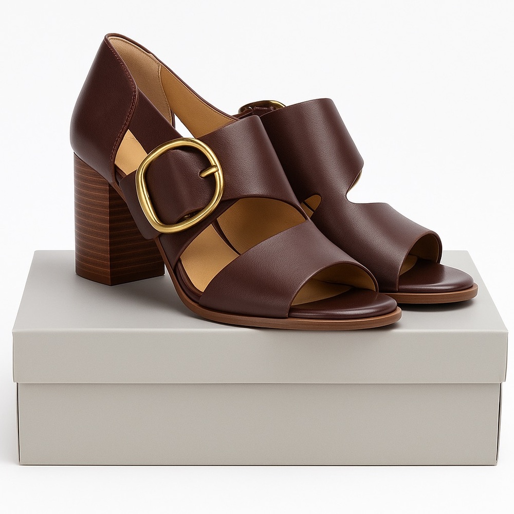 Franco Sarto Brown Leather Women's Sandals Size 8